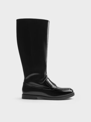 Charles & Keith - Jagger Knee-High Loafer-Boots