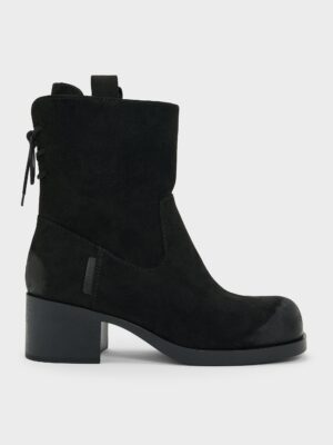 Charles & Keith - Rosamond Faux Suede Back-Lace Calf Boots
