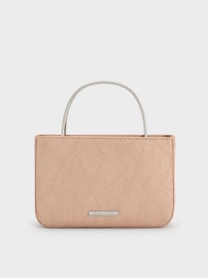 Charles & Keith - Jennis Lace & Satin Top Handle Bag