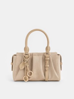 Charles & Keith - Britton Recycled Suede Top Handle Tote Bag