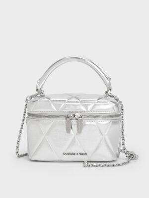 Charles & Keith - Arwen Metallic Quilted Top Handle Vanity Bag