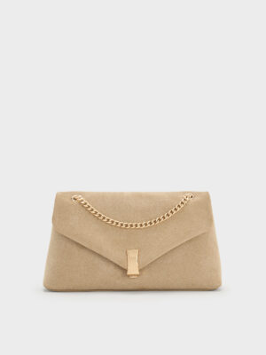 Charles & Keith - Lilibet Recycled Suede Chain-Strap Bag