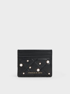 Charles & Keith - Janie Pearl-Embellished Quilted Card Holder