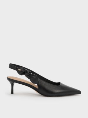 Charles & Keith - Jayce Leather Slingback Kitten Heels