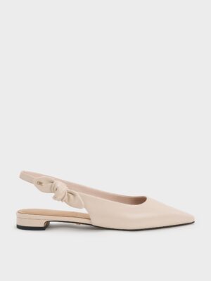 Charles & Keith - Jayce Leather Knot-Bow Slingback Flats