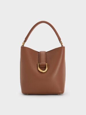 Charles & Keith - Gabine Leather Belted Top-Handle Bucket Bag