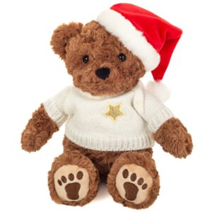 Hermann 94609 Christmas Teddy Bear Wearing Jumper and Santa Hat