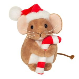 Hermann 94616 Christmas Brown Mouse Holding a CANDY CANE