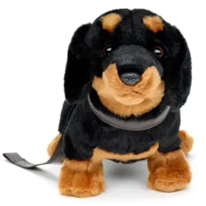 Uni Toys J20144 Dachshund Small Dog Standing WITH LEASH 28cm Plush Toy
