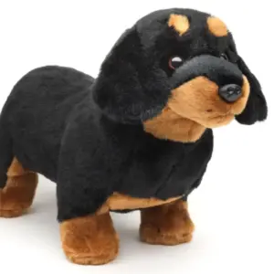 Uni Toys J20144R Dachshund Small Dog Standing 28cm Brown and Black Plush Toy NO LEASH