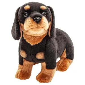 Uni Toys K20804R2 Dachshund Dog Sitting Black and Brown 27cm Plush Toy NO LEASH