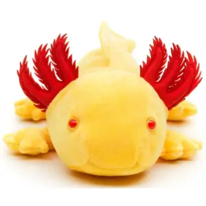 Uni Toys M90155YE Axolotl Yellow and Red 32cm Soft Plush Toy RED EYES