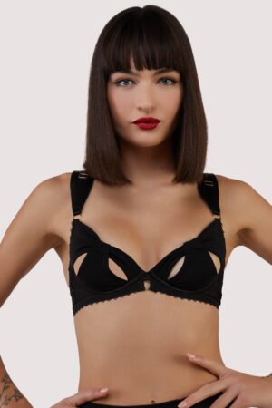 Anita Black Mesh Cut Out Bow Bra | UK 36DD | Bettie Page Lingerie