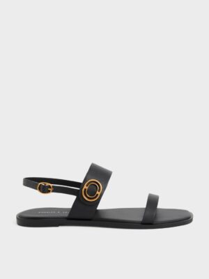 Charles & Keith - Metallic Accent Back Strap Sandals