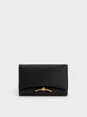 Charles & Keith - Huxley Metallic Accent Front Flap Wallet