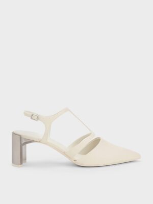 Charles & Keith - Curved Heel T-Strap Pumps