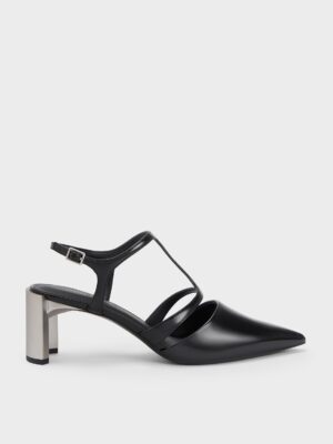 Charles & Keith - Curved Heel T-Strap Pumps