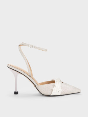 Charles & Keith - Leda Beaded Glittered Ankle-Strap Pumps
