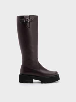 Charles & Keith - Imogen Side-Buckle Chunky Knee-High Boots