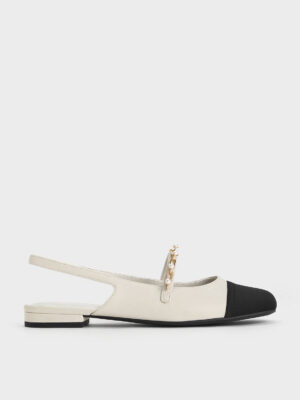 Charles & Keith - Rio Beaded Chain-Link Slingback Flats