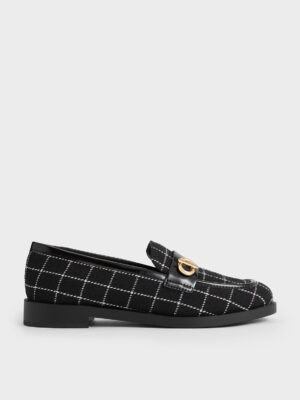 Charles & Keith - Marley Tweed Metallic-Accent Loafers