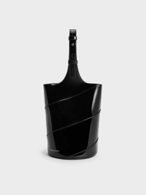 Charles & Keith - Trin Patent Cylindrical Bucket Bag