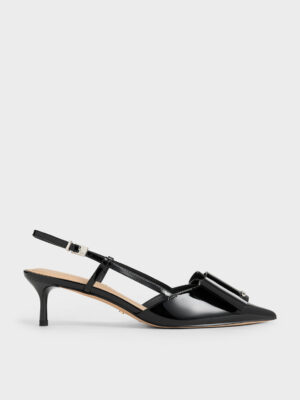 Charles & Keith - Lu Patent Leather Bow Slingback Pumps