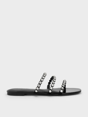 Charles & Keith - Crystal-Embellished Triple-Strap Sandals