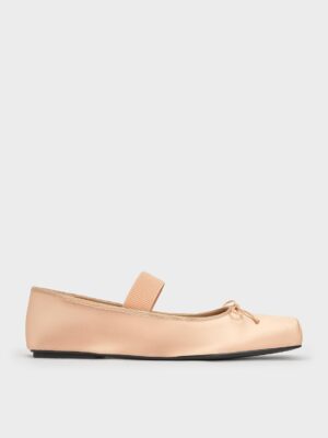 Charles & Keith - Satin Square-Toe Mary Jane Ballet Flats