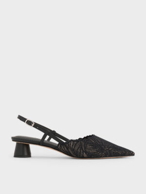 Charles & Keith - Meja Floral Pointed-Toe Slingback Pumps