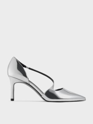 Charles & Keith - Metallic Asymmetric-Strap D�Orsay Stiletto Pumps