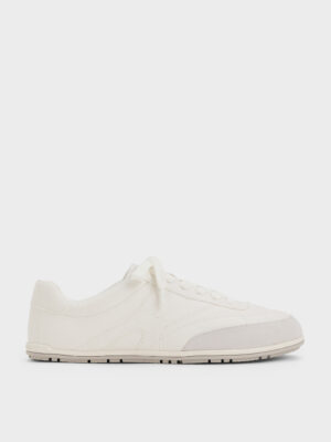 Charles & Keith - Faux Suede Two-Tone Low-Top Sneakers