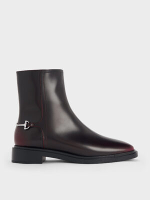 Charles & Keith - Erinna Metallic-Accent Side-Zip Ankle Boots