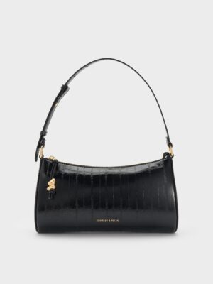 Charles & Keith - Augustine Eel-Effect Sculptural-Detail Shoulder Bag
