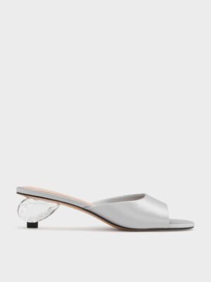 Charles & Keith - Satin Crystal-Heel Mules