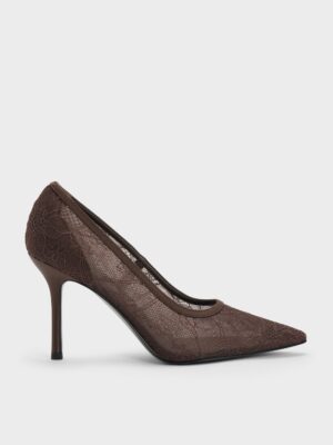 Charles & Keith - Lace & Satin Stiletto Pumps
