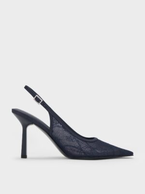 Charles & Keith - Lace & Satin Slingback Pumps