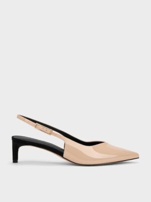 Charles & Keith - Luciana Patent Slingback Kitten Heels