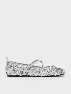 Charles & Keith - Sequinned Crossover Mary Jane Flats