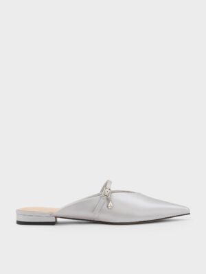 Charles & Keith - Satin Teardrop-Crystal Flat Mules