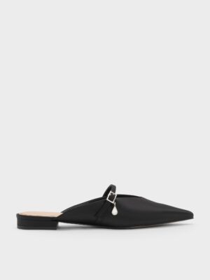 Charles & Keith - Satin Teardrop-Crystal Flat Mules