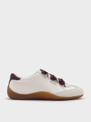 Charles & Keith - Satin Textured Contrast-Panel Triple-Bow Sneakers