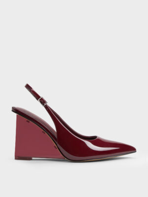 Charles & Keith - Patent Translucent-Heel Slingback Wedges