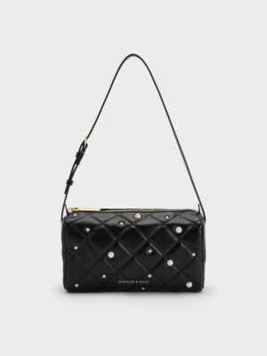 Charles & Keith - Janie Quilted Pearl Shoulder Bag