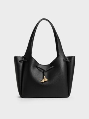 Charles & Keith - Mila Metallic-Knot Drawstring Tote Bag