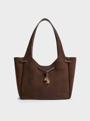 Charles & Keith - Mila Recycled Suede Metallic-Knot Drawstring Tote Bag