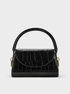 Charles & Keith - Kaila Croc-Effect Front-Flap Top Handle Bag