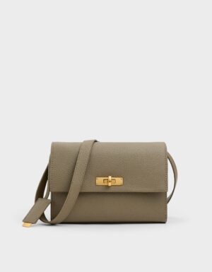 Charles & Keith - Chance Recycled Leather Turn-Lock Crossbody Bag