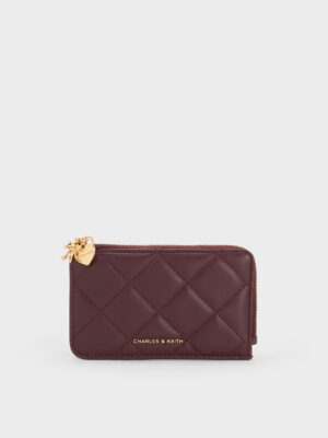 Charles & Keith - Arrietty Quilted Bow-Heart Charm Zip-Around Wallet
