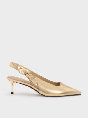 Charles & Keith - Jayce Leather Slingback Kitten Heels